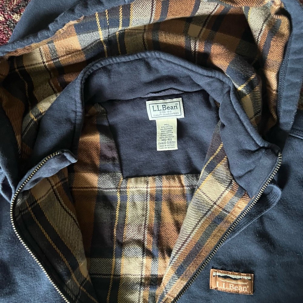 L.L. Bean Men's Katahdin Iron Works Hooded Sweatshirt, Flannel-Lined Hoodie (M) - Picture 2 of 2